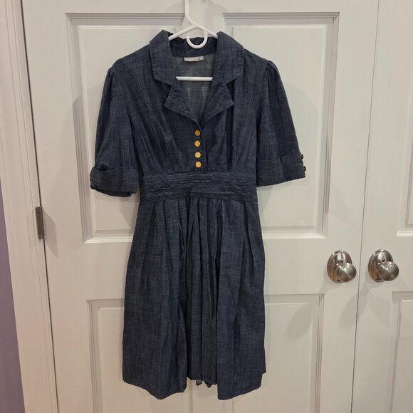 Chambray Button Front Dress - Picture 1 of 4